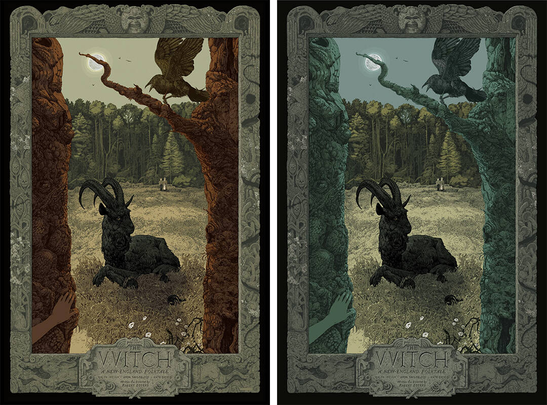 'The VVitch' Regular Version (L) and Variant Version (R) by Jes Seamans / Landland for Mondo x A24