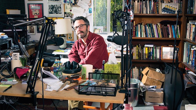 WTF podcast host and comedian Marc Maron in his studio garage.