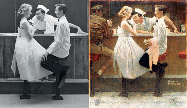 Photo reference for 'After the Prom' by Norman Rockwell