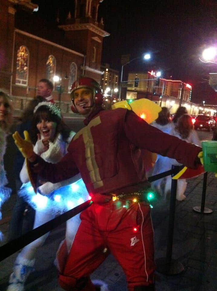 Randy Jennings dressed as Turbo Man from 'Jingle All The Way'