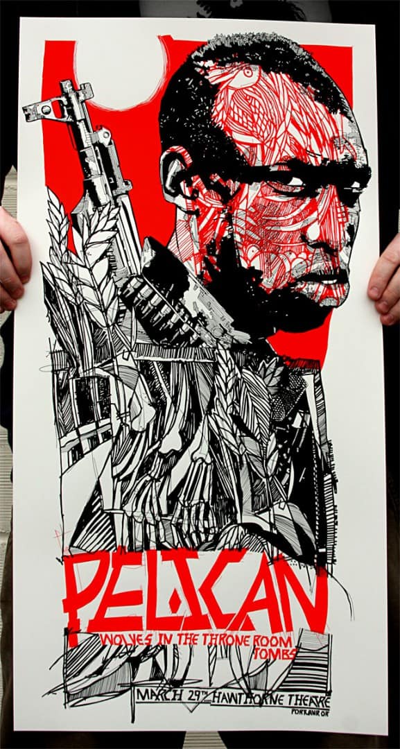 Concert poster for the band Pelican by Tyler Stout