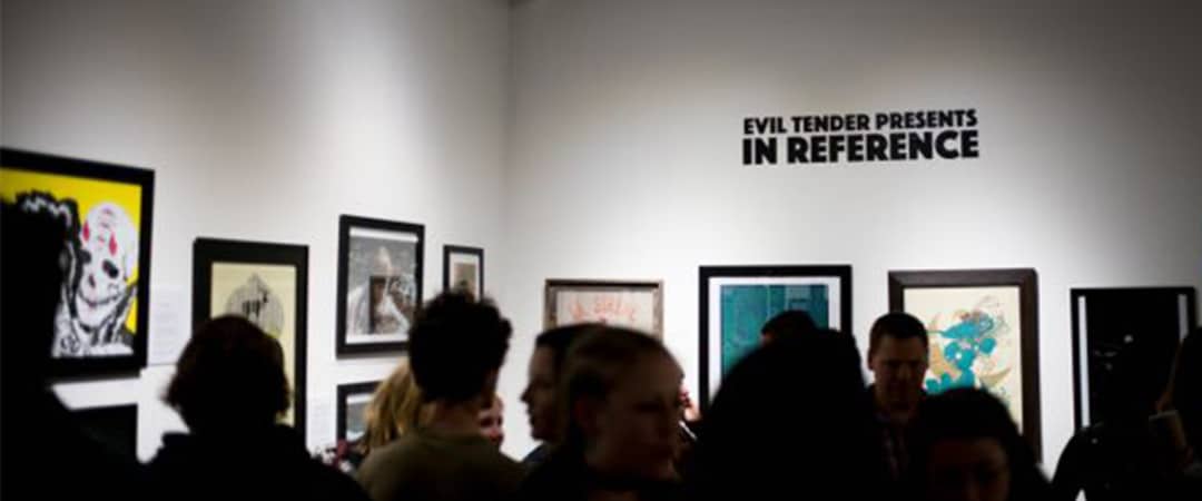 Opening night of Evil Tender's 'In Reference' gallery exhibit. Gauntlet Gallery, San Francisco CA. (Photo by Jared Kelly)