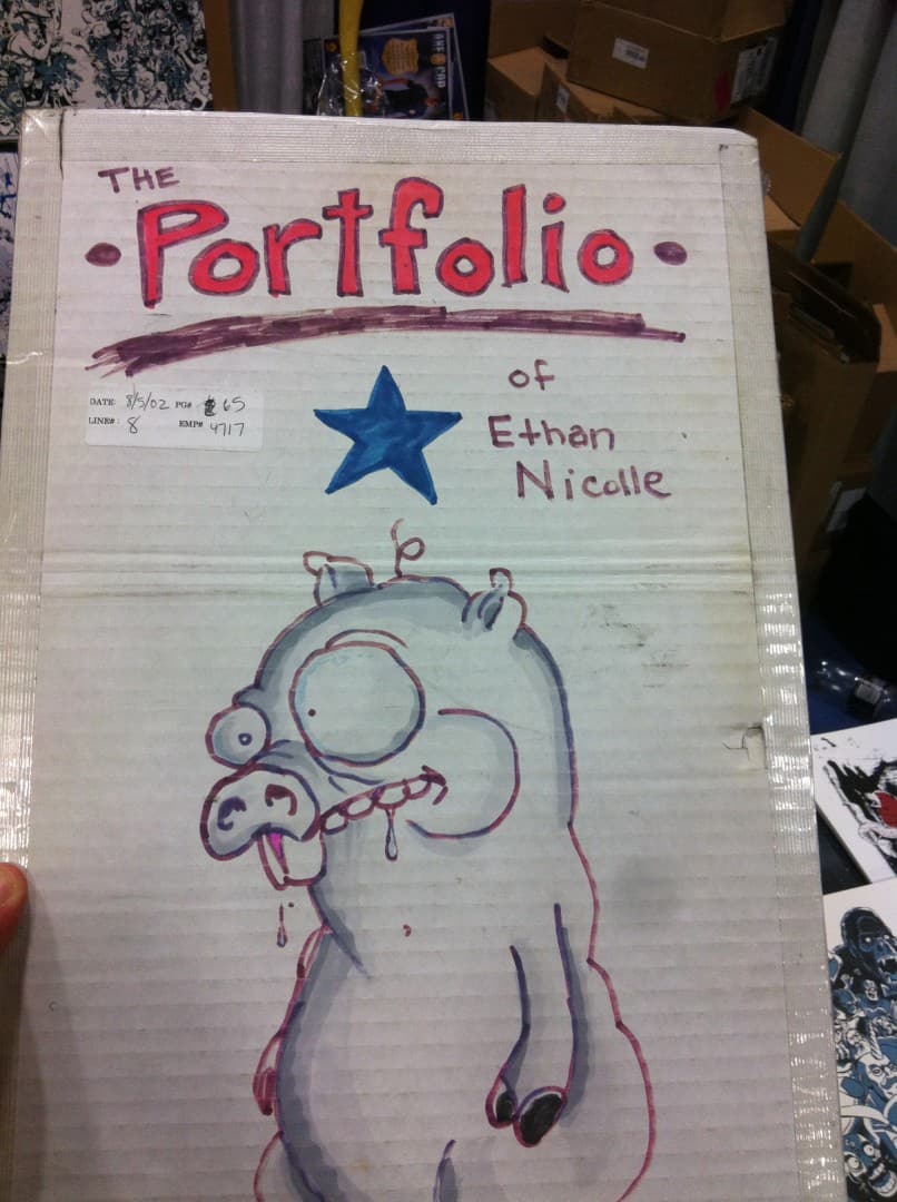 'Axe Cop's Ethan Nicolle's first portfolio from his visit to Comic Con 2002. 