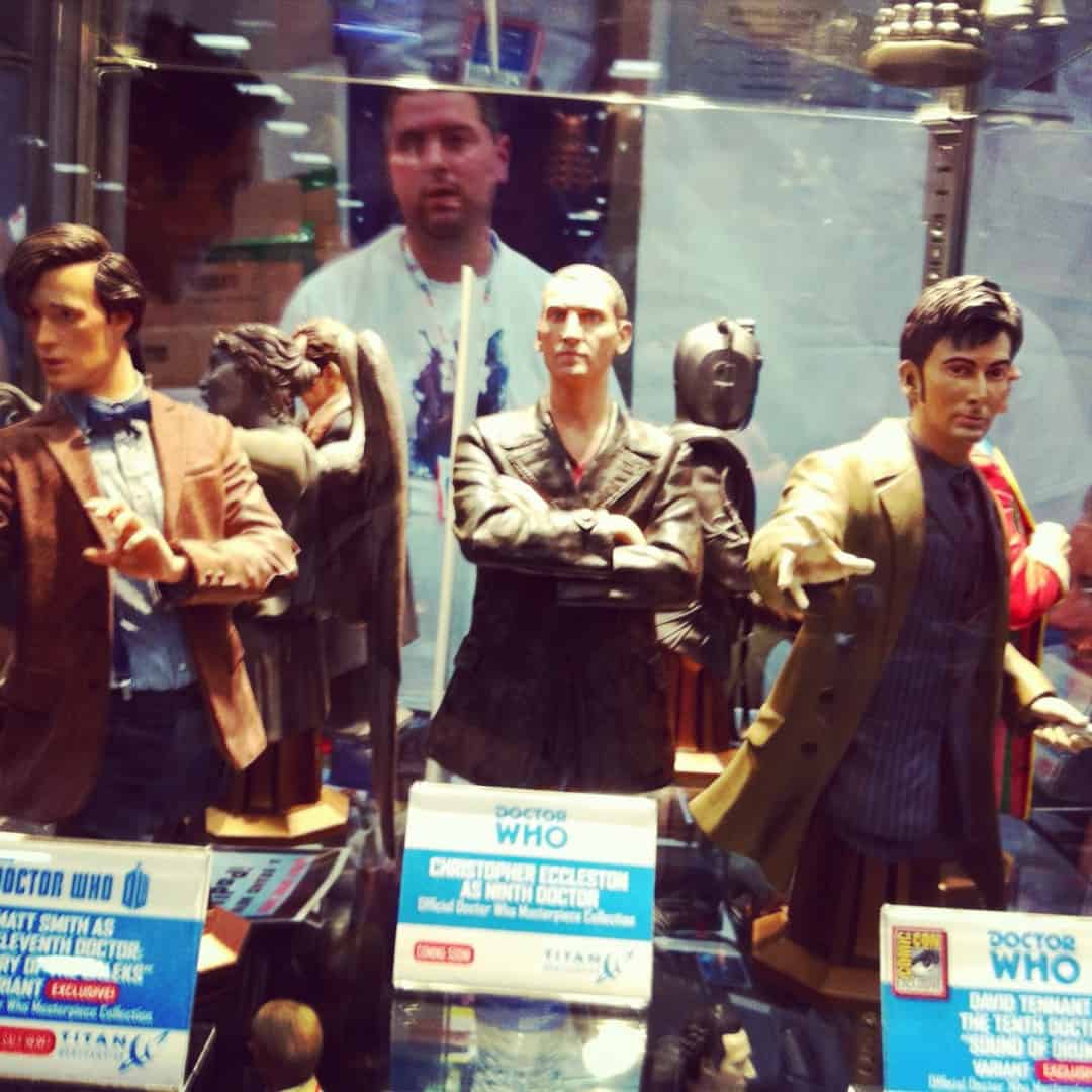 Busts of the last three Doctors from 'Dr. Who.'