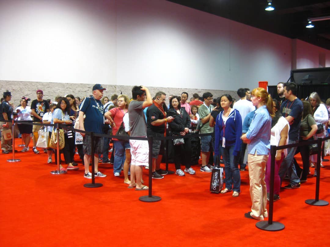The line to get inside of the Disney Dream Store.