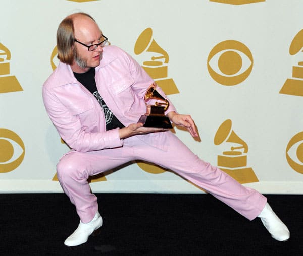 Rob Jones celebrating his Grammy win for The White Stripes' box set 'Under The Great White Northern Lights.'