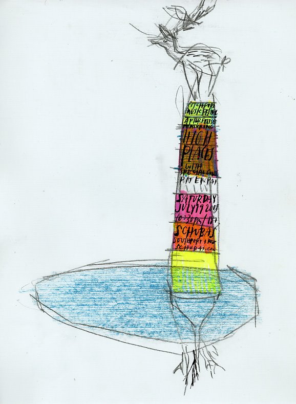Anne Benjamin's sketch for the High Places performance