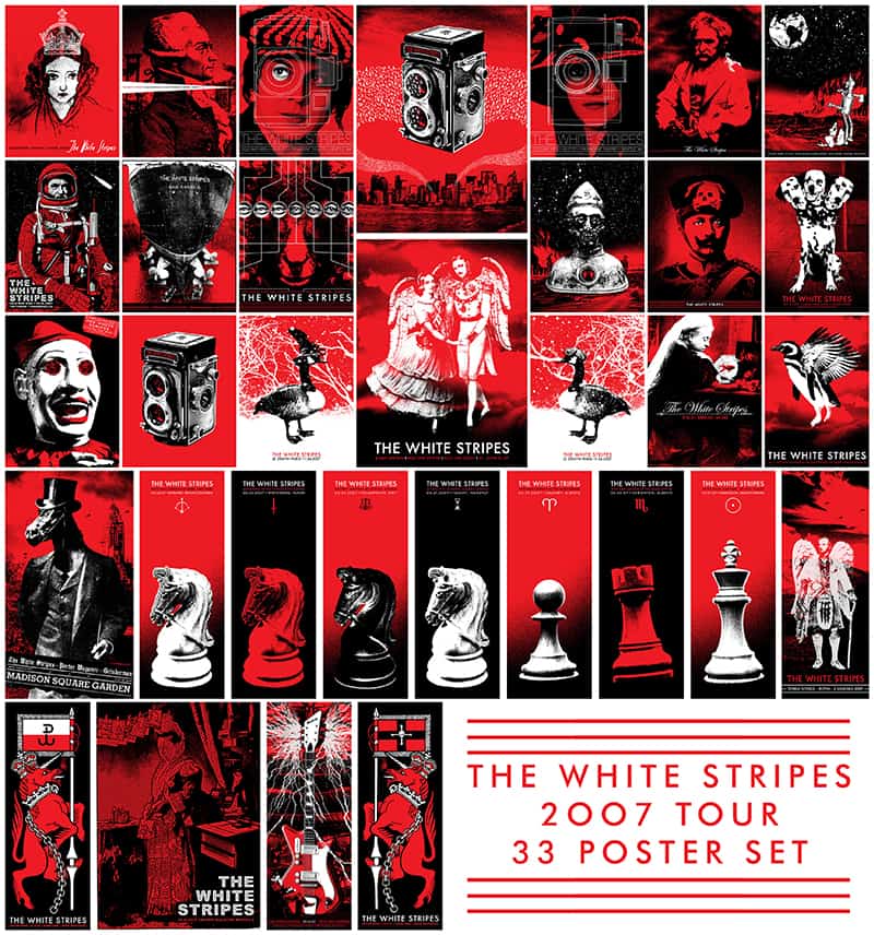 Rob Jones' set of gig posters for The White Stripes 2007 tour.