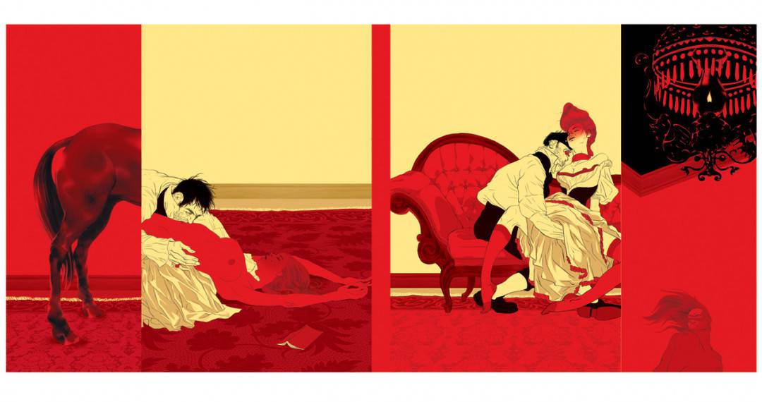 Tomer Hanuka's cover for Marquis De Sade's 'Philosophy in the Boudoir: Immoral Mentors' from Penguin Classics