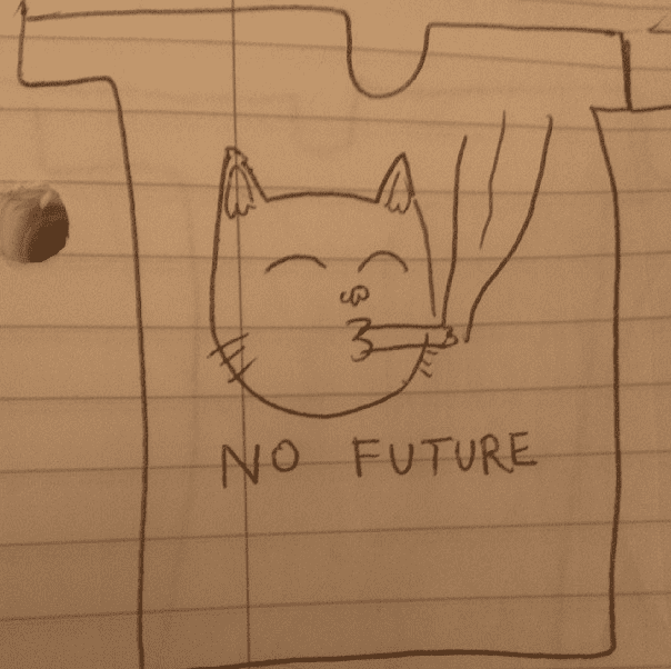 'No Future' t-shirt design sketch by David Murray