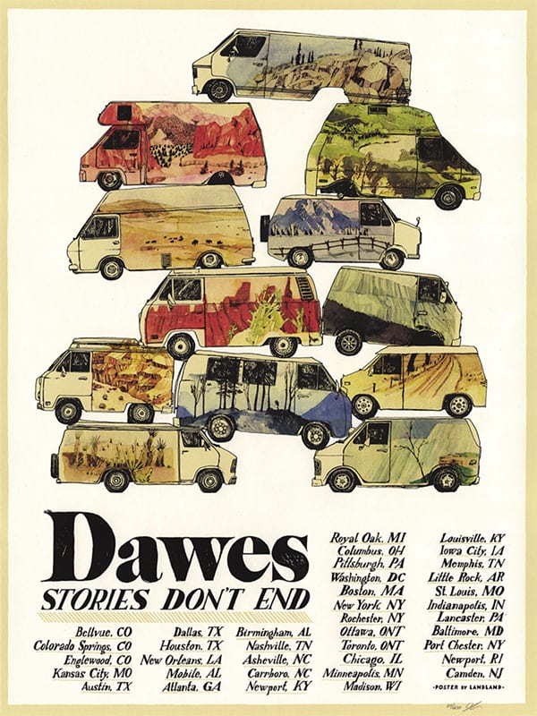 Dawes tour poster by Landland