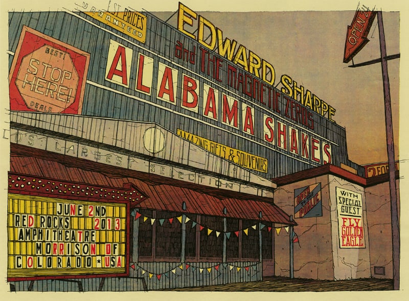 Edward Sharpe & Alabama Shakes gig poster by Landland