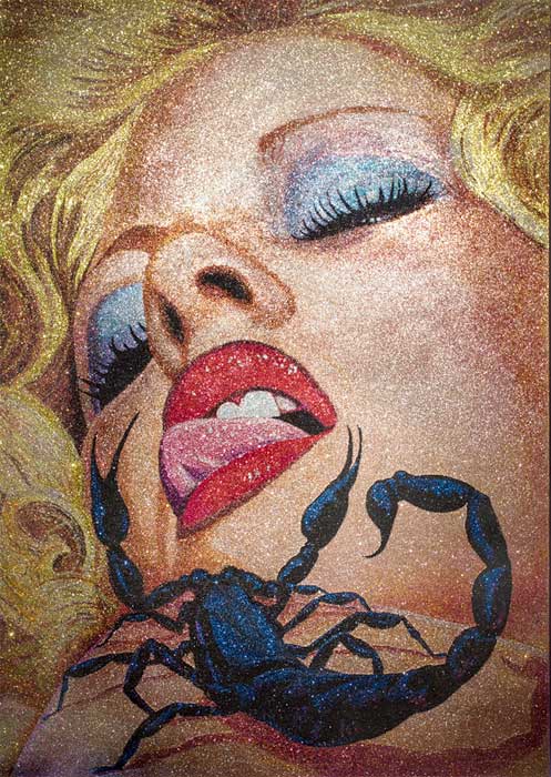 'Scorpion Girl' - Glitter on Wood by Rene Garcia, Jr. 