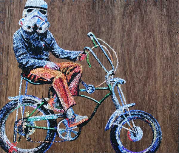 'Trooper Kid' - Glitter on Wood by Rene Garcia, Jr. 