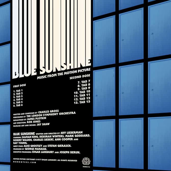 'Blue Sunshine' (back) double vinyl soundtrack released Mondo -- package design by Jay Shaw