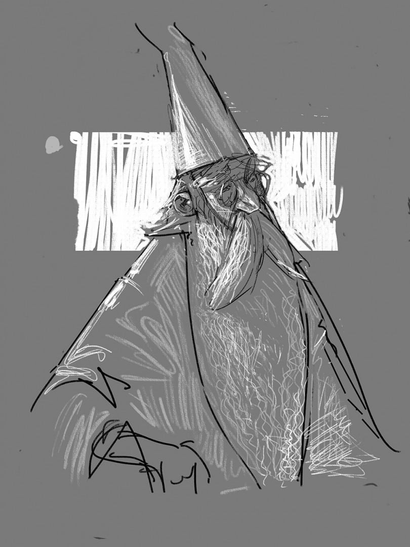 Sketch of Merlin for 'The Sword in the Stone' by Rich Kelly