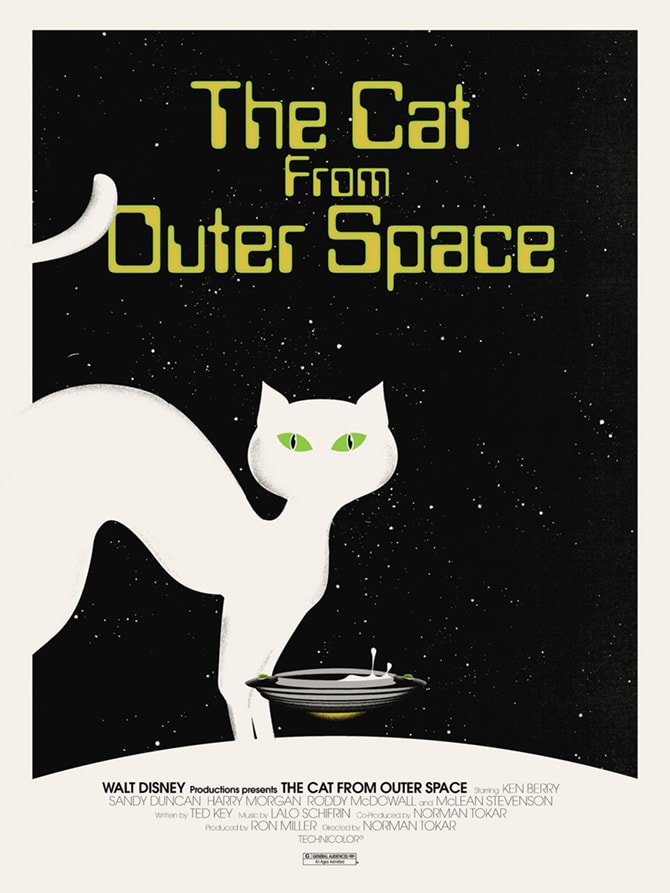 'The Cat from Outer Space' by Jay Shaw for Mondo's Disney show
