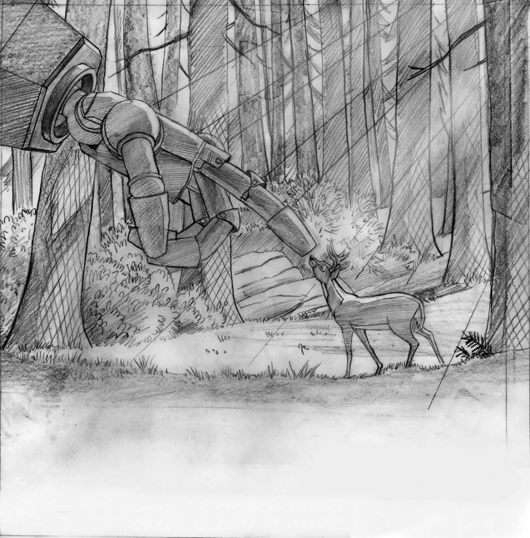 Pencil work for 'Iron Giant: Fall' by Jason Edmiston