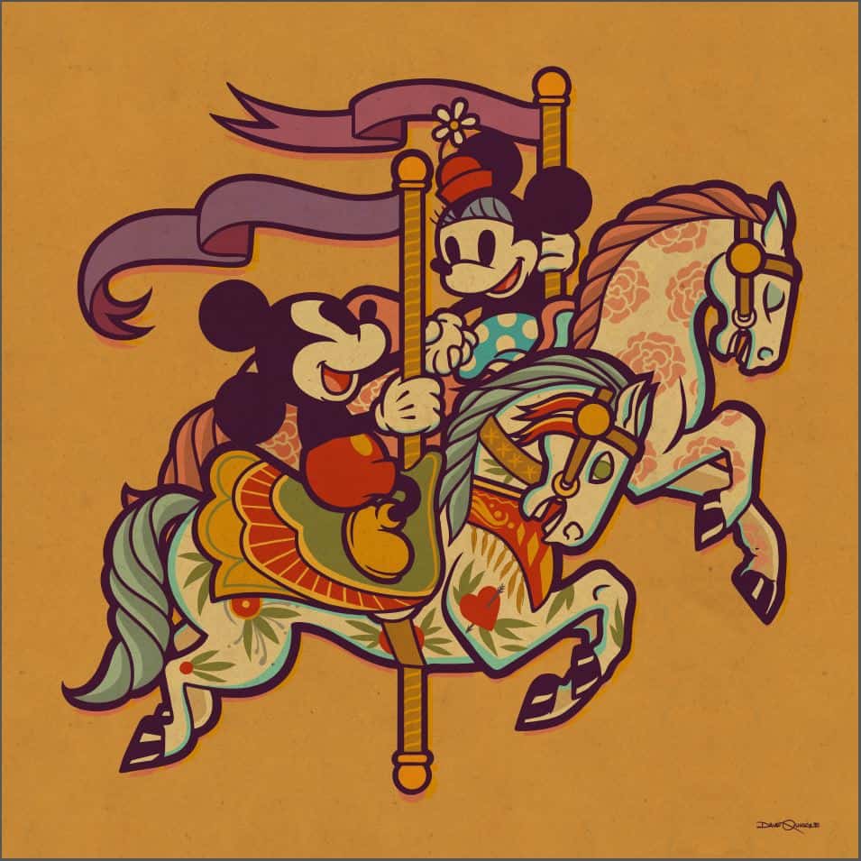 'Mickey & Minnie On The Carousel' by Dave Quiggle for Disney's WonderGround Gallery
