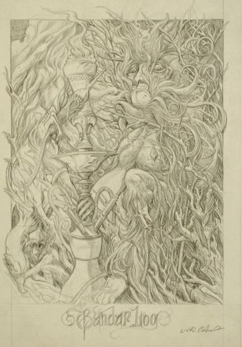 'Bandar Log' pencil drawing by Andrew Ghrist for his show 'Tiger! Tiger!' at Galerie F