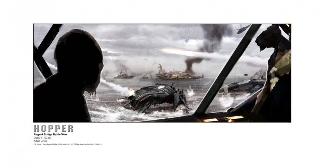 Jock's concept art 'Regent Bridge Battle View' for the Universal Pictures film 'Battleship.'