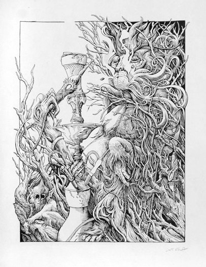 'Bandar Log' ink drawing by Andrew Ghrist for his show 'Tiger! Tiger!' at Galerie F