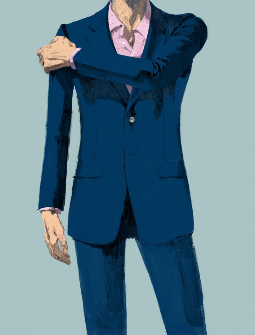 Dunhill Menswear Spring / Summer Suit Collection illustration by Marc Aspinall