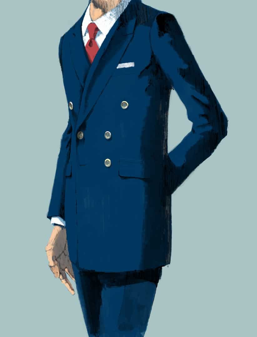 Dunhill Menswear Spring / Summer Suit Collection illustration by Marc Aspinall