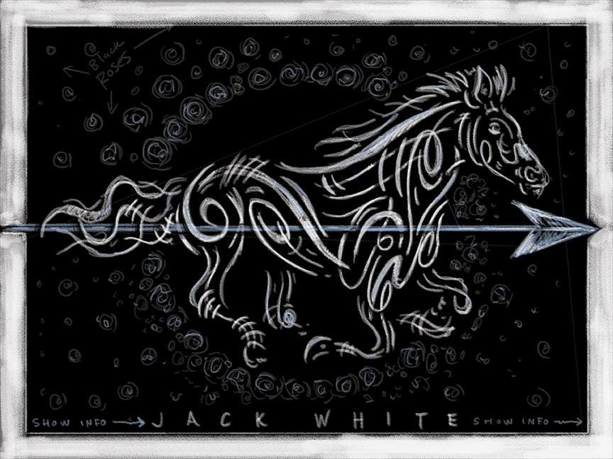 Sketch for Jack White gig poster by Todd Slater for Jack White & Rob Jones to review.