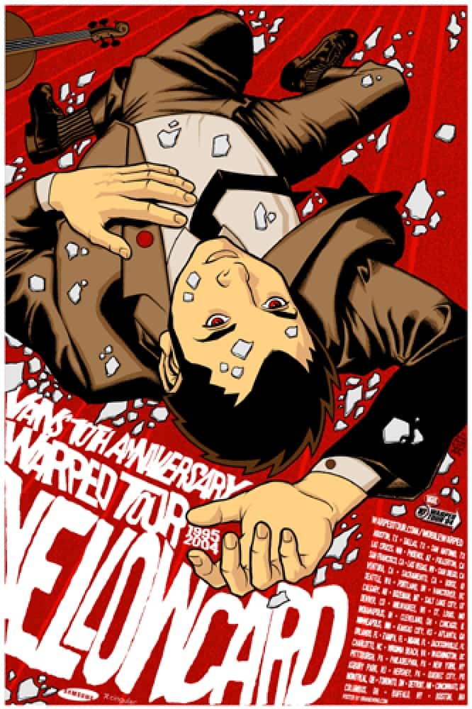 Brian Ewing's gig poster for a Yellowcard performance during the Vans Warped Tour
