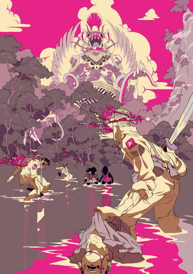‘From God’s Mountain IV’ from 'The Divine' illustrated by Asaf Hanuka and Tomer Hanuka | written by Boaz Lavie
