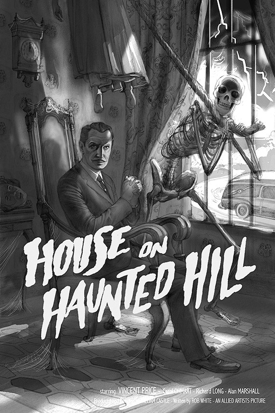 Jonathan Burton's sketch for 'House on Haunted Hill' for Mondo