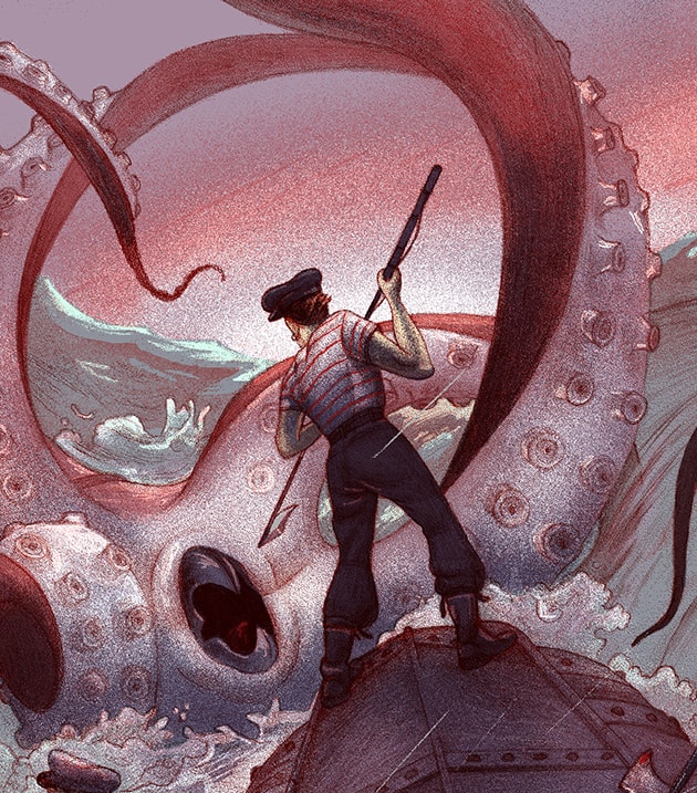 Detail of '20,000 Leagues Under the Sea' Regular Edition by Jonathan Burton for Nautilus Art Prints
