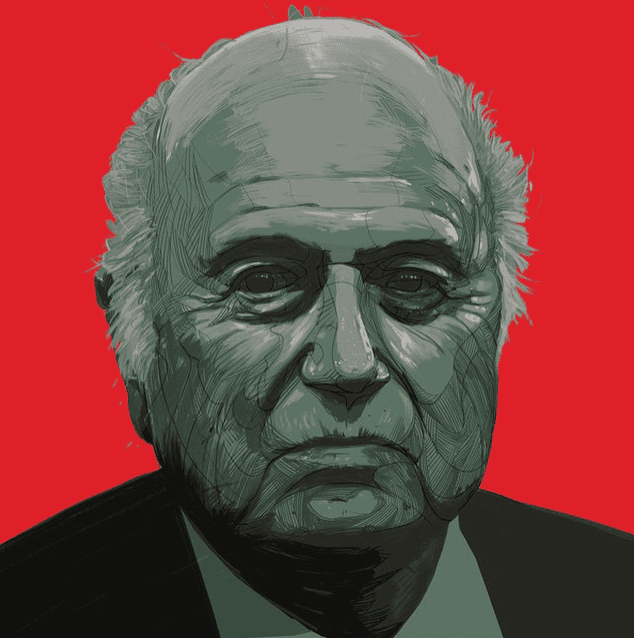 Illustration of former FIFA president Sepp Blatter For ESPN by Oliver Barrett