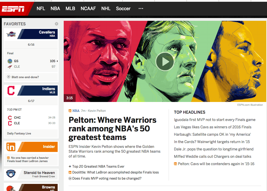 Oliver Barrett's illustration for ESPN's coverage of the 2015 NBA Finals on air