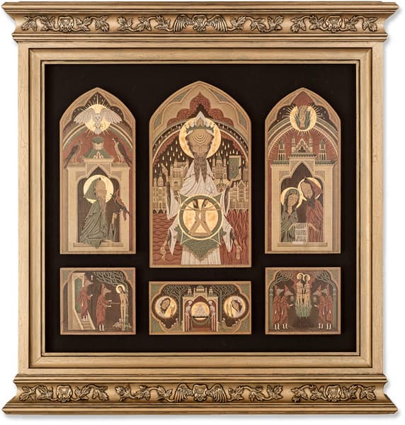 Framed altarpiece for the V&A 'Memory Palace' Exhibition by Herman Inclusus