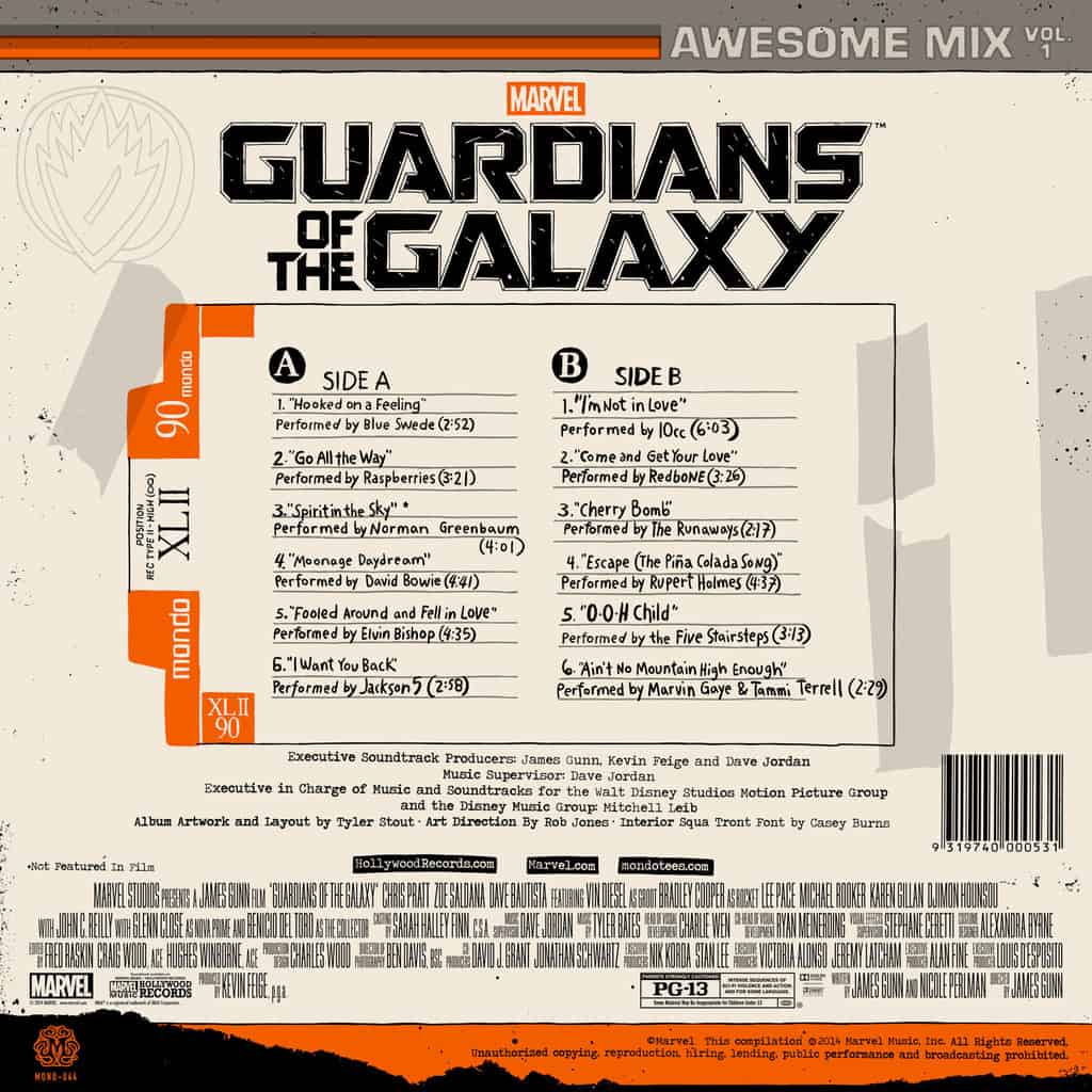 'Guardians of the Galaxy' Vinyl Soundtrack (Back Cover) by Tyler Stout