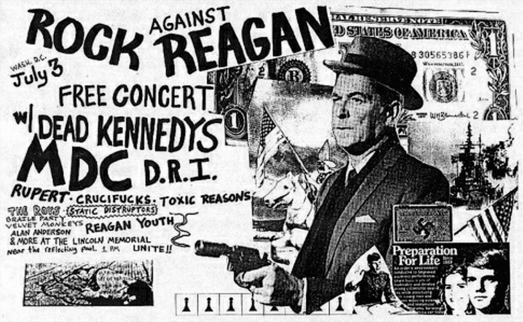 Rock Against Reagan gig poster | artist unknown