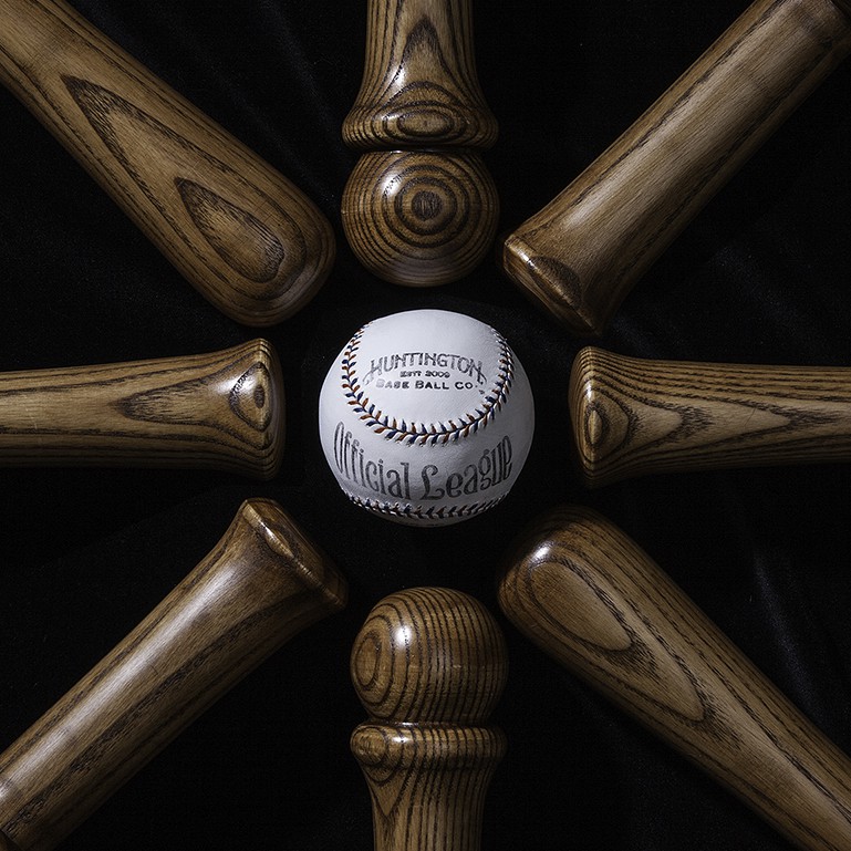 An array of bats and balls from Huntington Base Ball Co.