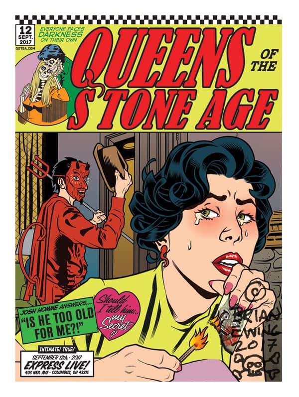 Gig poster for Queens of the Stone Age by Brian Ewing