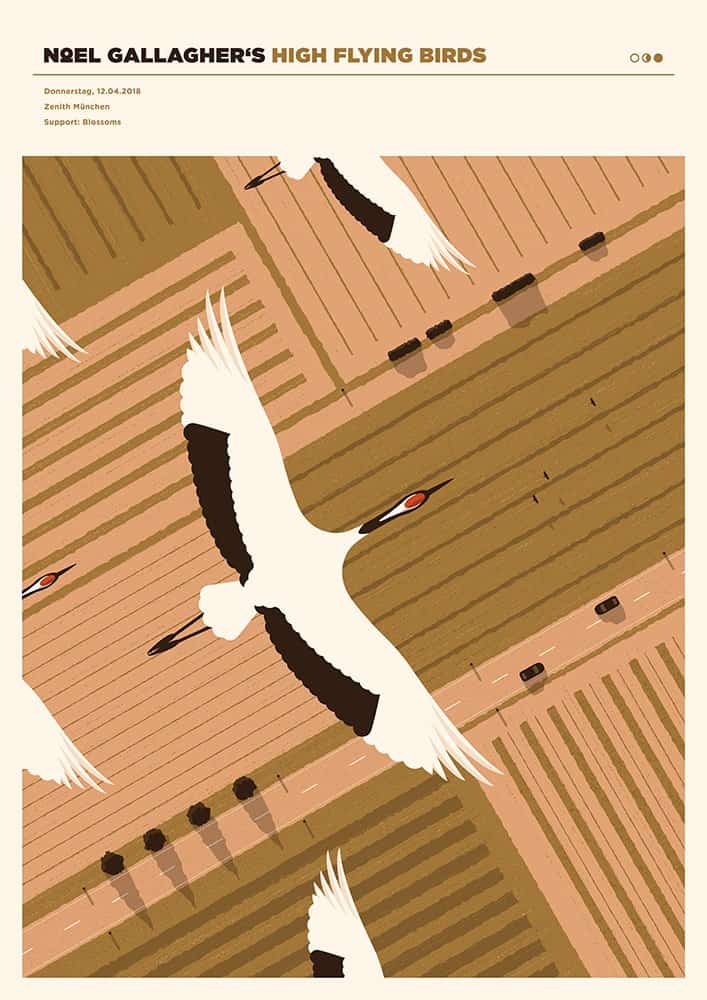 Noel Gallagher's High Flying Birds gig poster by Simon Marchner