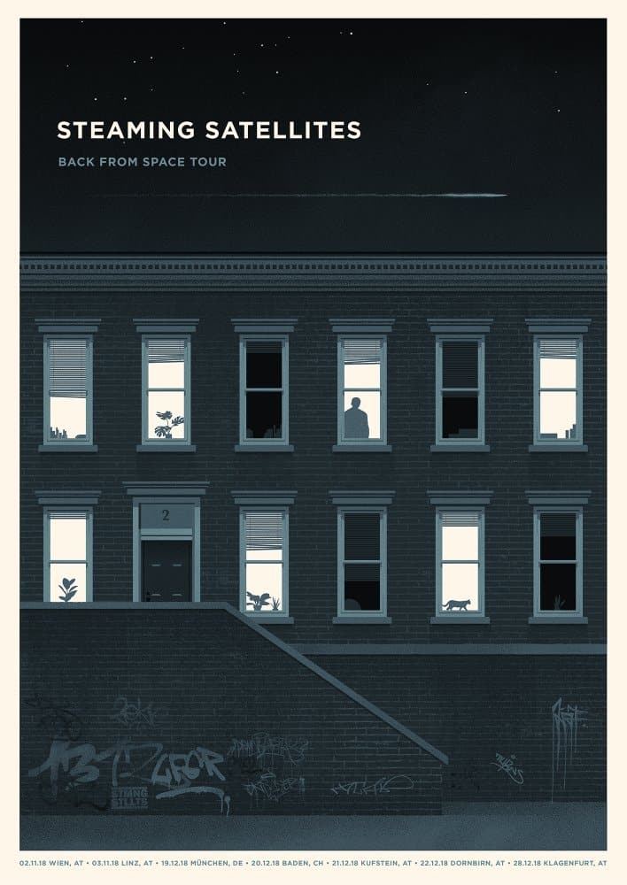 Steaming Satellites gig poster by Simon Marchner