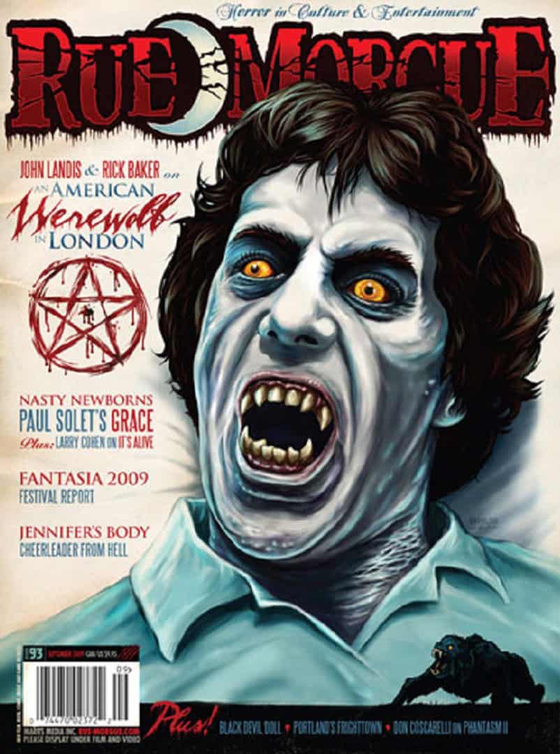 Rue Morgue #93 cover by Gary Pullin featuring the Ghoulish font in the title