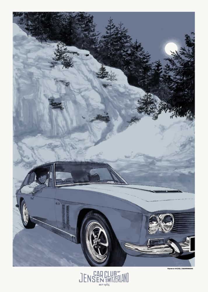 Jensen Car Club of Switzerland 2018 poster by Michel Casarramona
