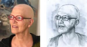 Juttama Rie (L) from Judith Yaw's Portrait Challenge Series and Chris Jalufka's Sketch (R)